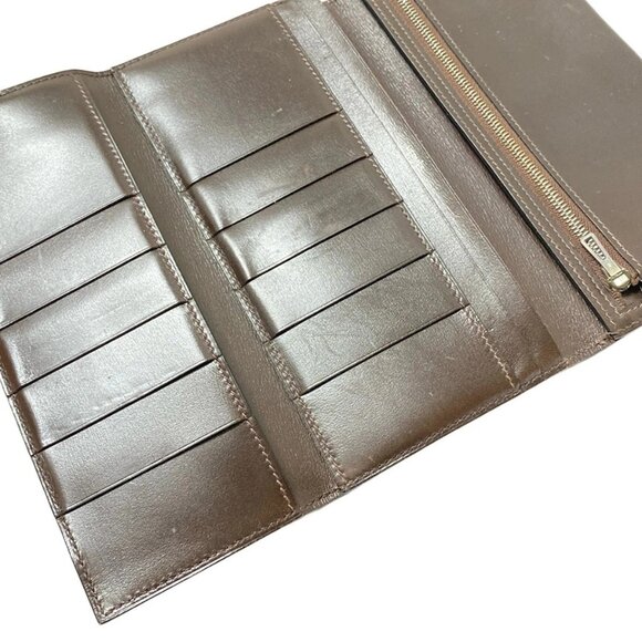 Auth HERMES Bearn Dupre - Dark Brown Veau Barenia Unclear Long Wallet - Picture 8 of 13